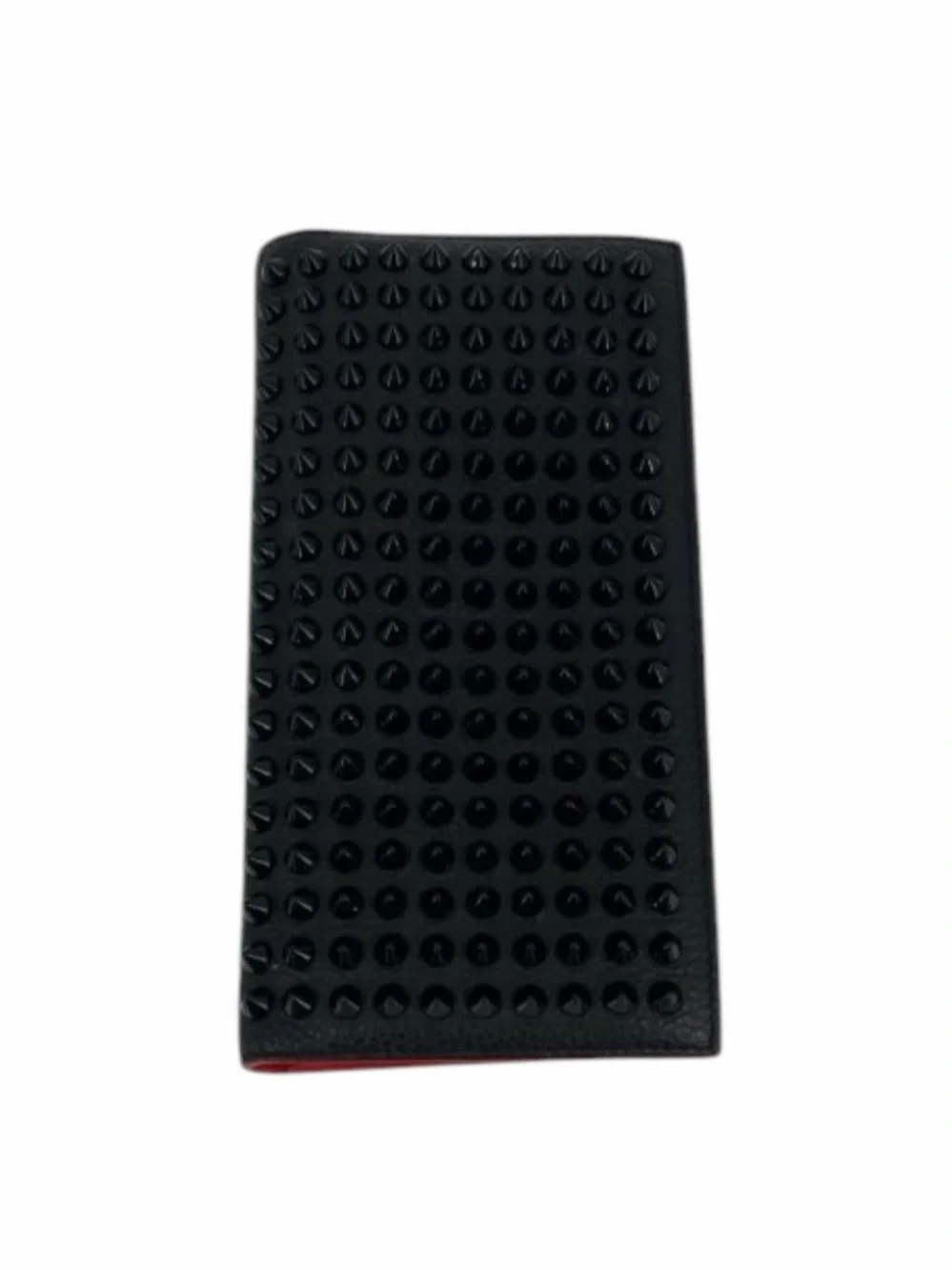 Christian Louboutin Black Studded Panettone Long Wallet with Red Trim